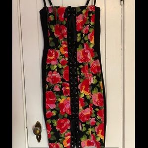 Tadashi Floral Print Lace-Up Dress